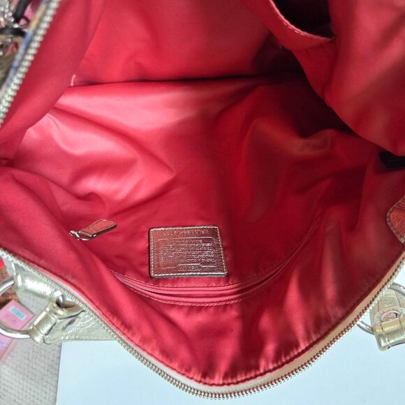 Coach Purse Poppy Dream Signature C Glam Multicolor White Canvas Tote Bag 19023 - Picture 12 of 14